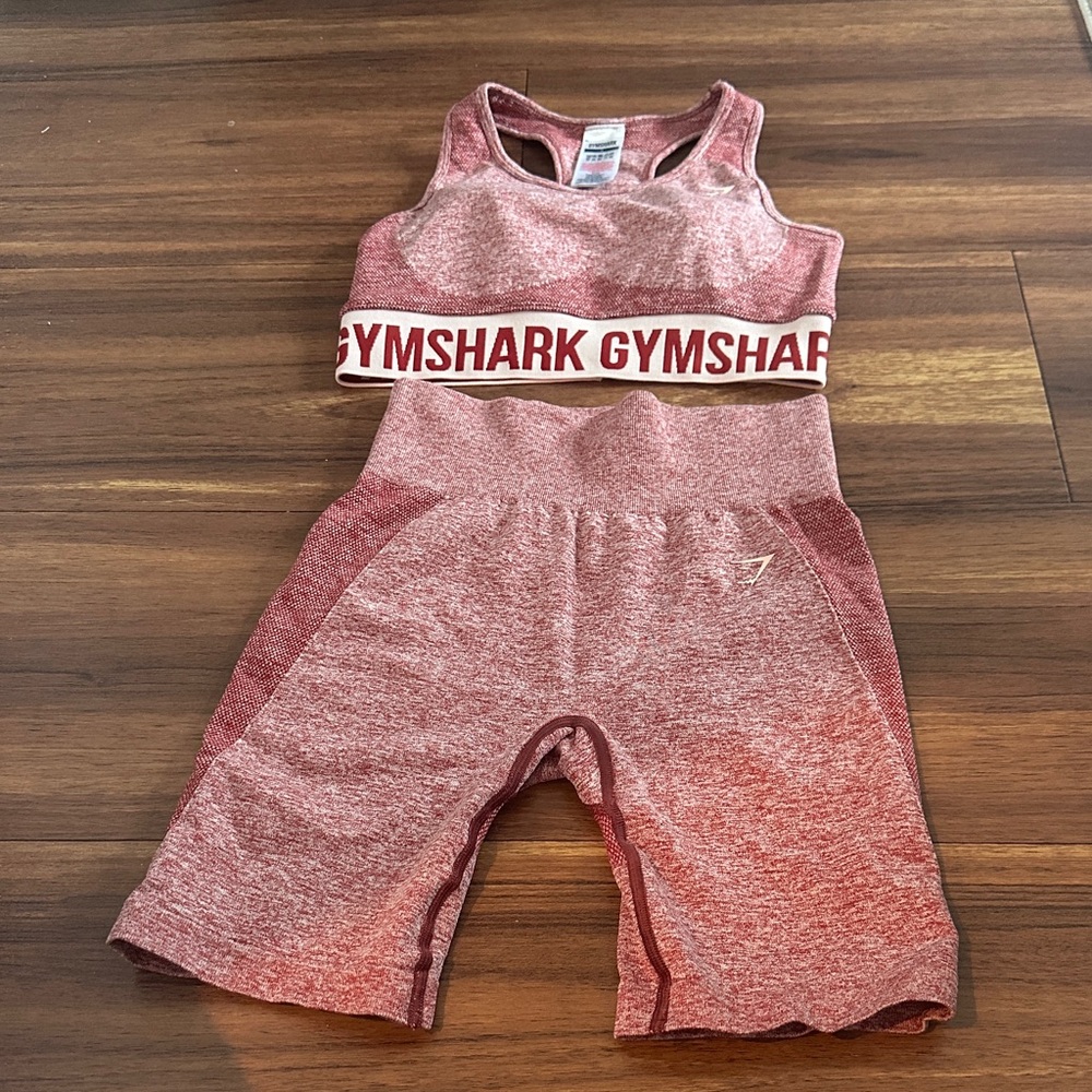 Gymshark Red Sports Bra and Shorts Set Size S